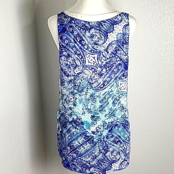 Violet & Claire Blue & White Sleeveless Layered High-Low Blouse,Size Small, NWOT - Picture 6 of 8